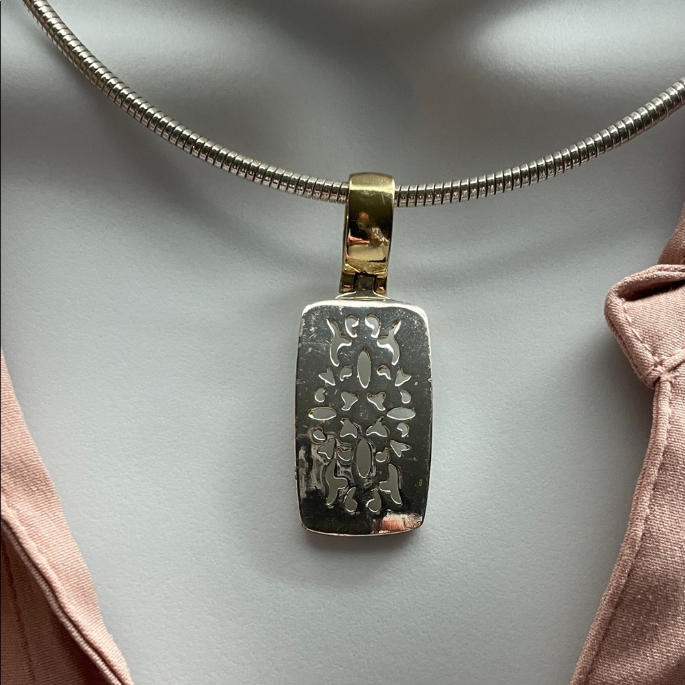 Premier Two-Tone Rectangular Pendant Necklace